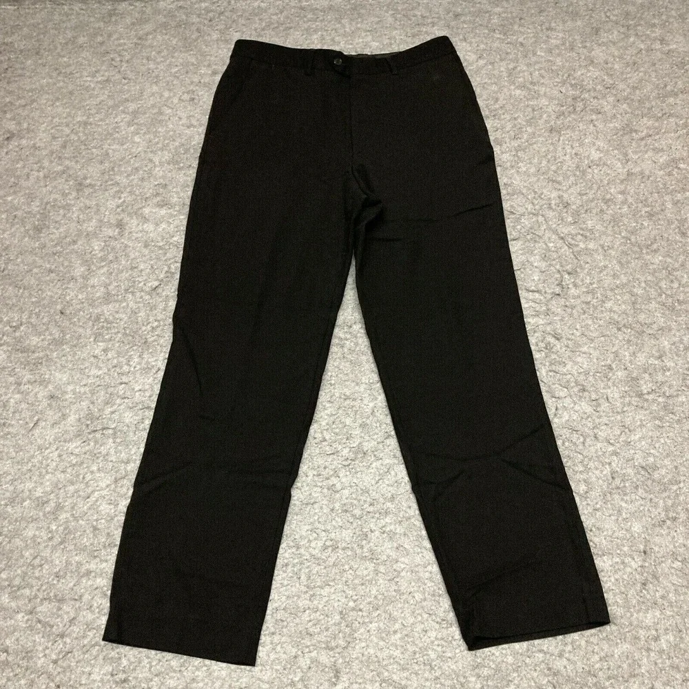 ZARA Dress Pants Mens 34 Black Wool Blend Flat Front Lined Slacks Trousers Corp